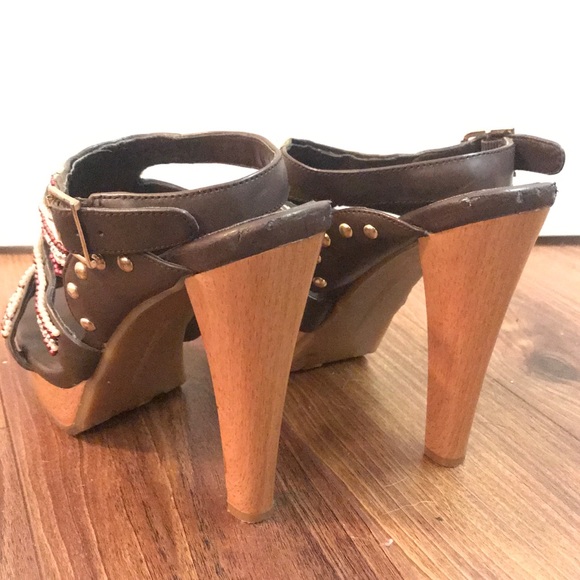 COPY - BCBG Beaded High Heel Platform Wood Sandal - Picture 5 of 6